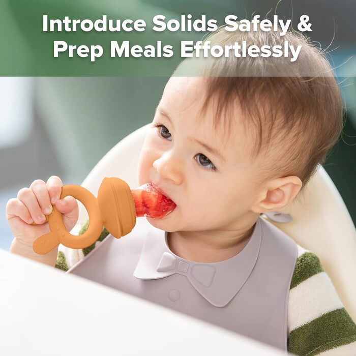 Годівниця для дитячого фруктового харчування Haakaa та міні-лоток для перекусів у морозильній камері, форми для морозива без бісфенолу А для безпечного самостійного годування немовлят, від 4 місяців (горохово-зелений) (гарбузовий)