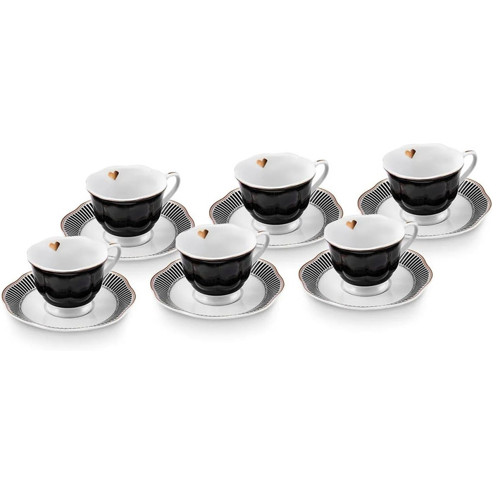 Набір чашок для еспресо з блюдцами на 6 осіб 80 мл, 12 предметів Piraye KARACA