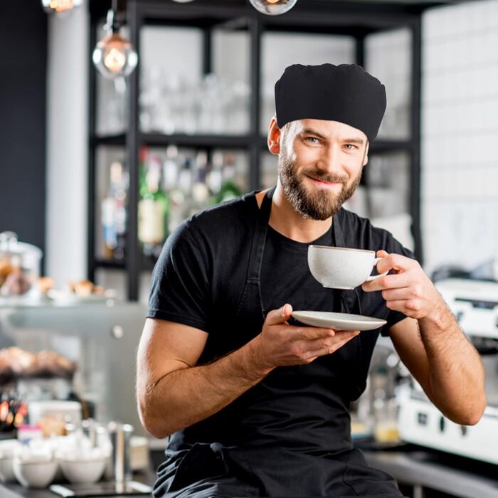 Чорний шеф-кухар капелюх 2 шт Lusofie