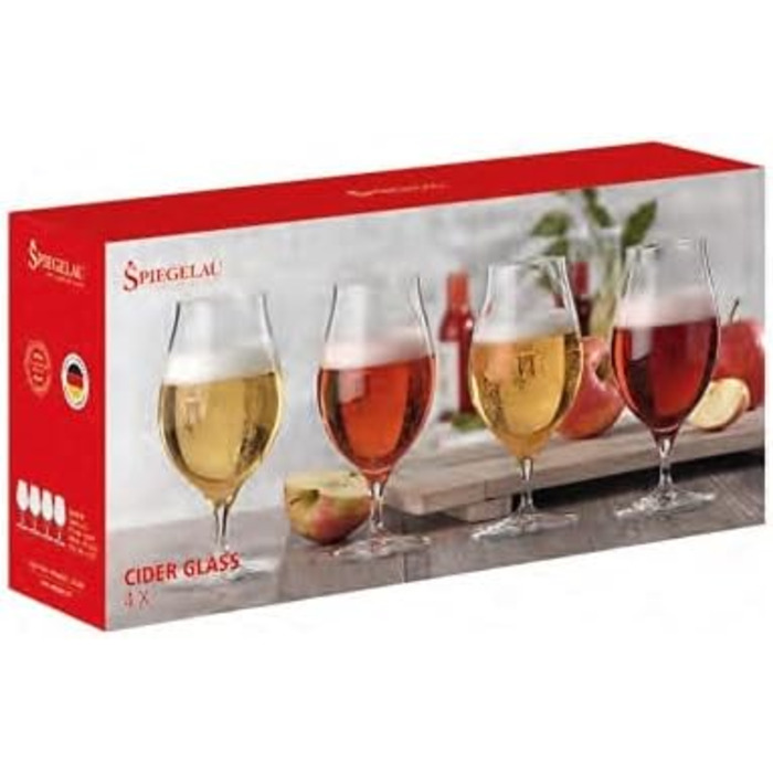Набір келихів із 4 предметів, кришталеве скло, 360 мл, спеціальні келихи, 4390179 (келихи для сидру)