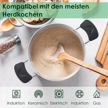 Кастрюля 5 л из нержавеющей стали со стеклянной крышкой 22 см Herogo