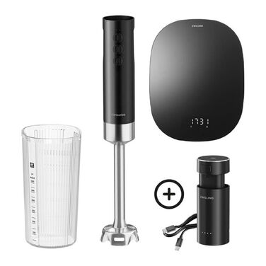 Бездротовий ручний блендер з цифровими кухонними вагами, набір з 4 предметів, чорний Zwilling