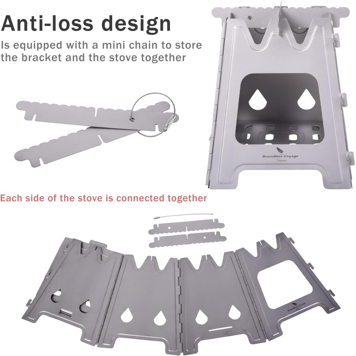 Відкрита титанова складна дров'яна піч з кріпленням до горщика Ti2009C Boundless Voyage