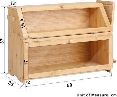 Хлібниця Leader Accessories з бамбука, 2-ярусна, для безпечного зберігання хліба, легкий догляд, 39x25x32 см, чорна (39x25x32 см/15,3&39x9,8&39x12,6&39) (бамбук (50x25x37 см/19,7&39x9,8&39x14,5&39))