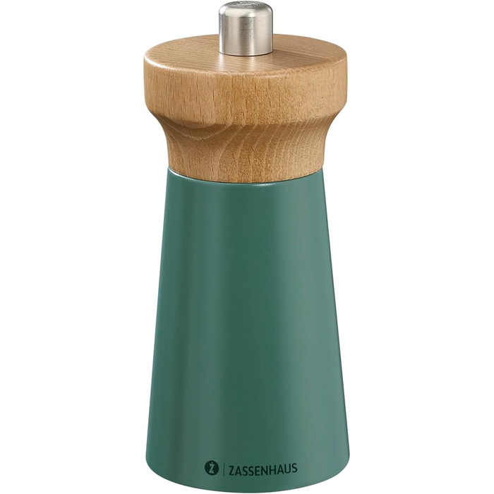 Пісок Zassenhaus WESTERLAND лакована деревина бука Головка млина з деревини бука з плавним регулюванням високопродуктивної керамічної шліфувальної машини Млин для спецій для солі 12 см, Ø 5,4 см (соляний млин, Deepforest, бук)