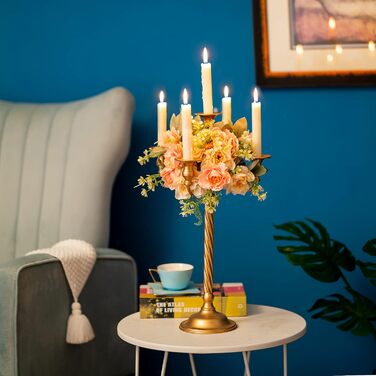 Золотий свічник-підсвічник для конічних свічок - вінтажний металевий свічник-підставка для свічок для весільного столу, прикраса вітальні, обіднього столу, журнального столика, бічного столика, різдвяного столика (1, золотий-53 см), 88