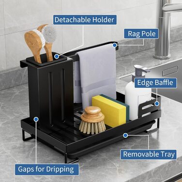 Органайзер для раковины, черный FOXWHALE