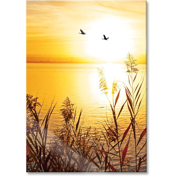 Скляна картина "Захід сонця на озері" 70 x 100 см Pixxprint