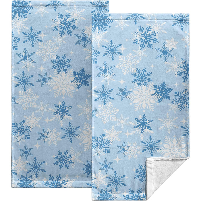 Різдвяні кухонні рушники Kwlegh, рушник для рук, різдвяна ялинка, цукерка-тростина, сніжинка, рушник для пальців, набір з 2 шт. , милий чоловічий банний рушник, високопоглинаючі рушники, 36 x (синя сніжинка)