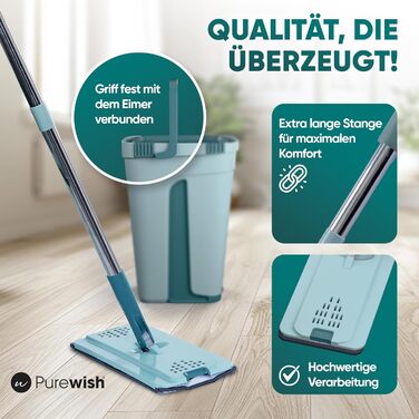 Набір швабри з відром 150 см зелена м'ята Purewish