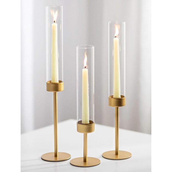 Підсвічник золотий для конічних свічок 3-секційний Sziqiqi