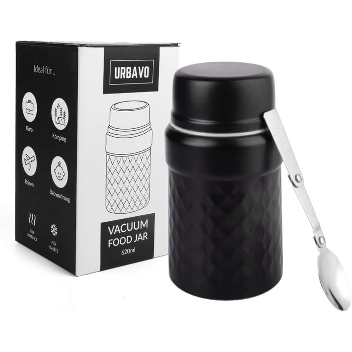Термоконтейнер 500 мл чорний/білий Urbavo