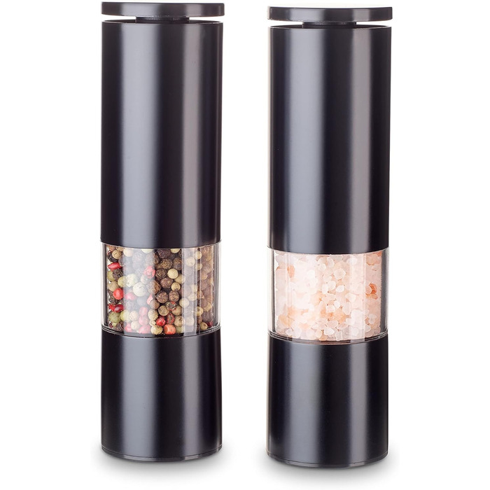 Набір млинків для спецій Echtwerk з 2 предметів, млинок для солі та перцю з високоякісної нержавіючої сталі з керамічним млином ABS, ручний, для перцю, солі та чилі, (Black Edition)