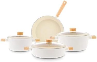 Набір каструль з антипригарним покриттям 7 предметів бежевий Swiss Crystal Karaca