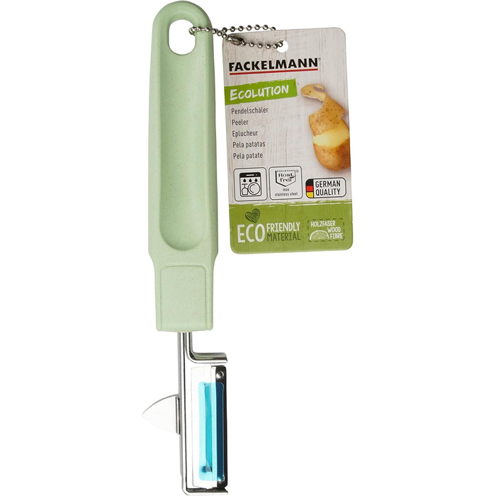 Овощечистка с подвижным лезвием, 19,5 см зеленая Ecolution Fackelmann