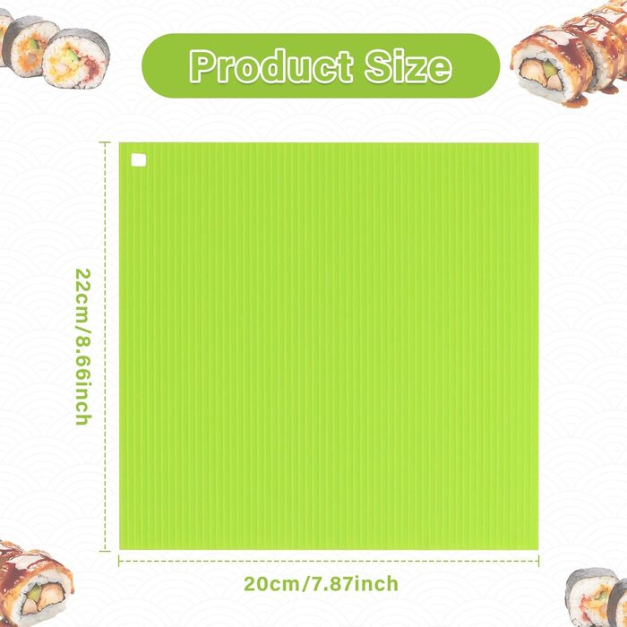 Силіконовий килимок для суші 20 х 22 см зелений DARENYI