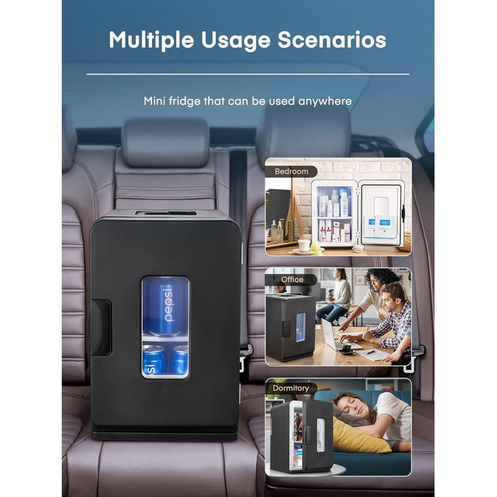 Міні-холодильник з функцією охолодження 15 л чорний FOHERE