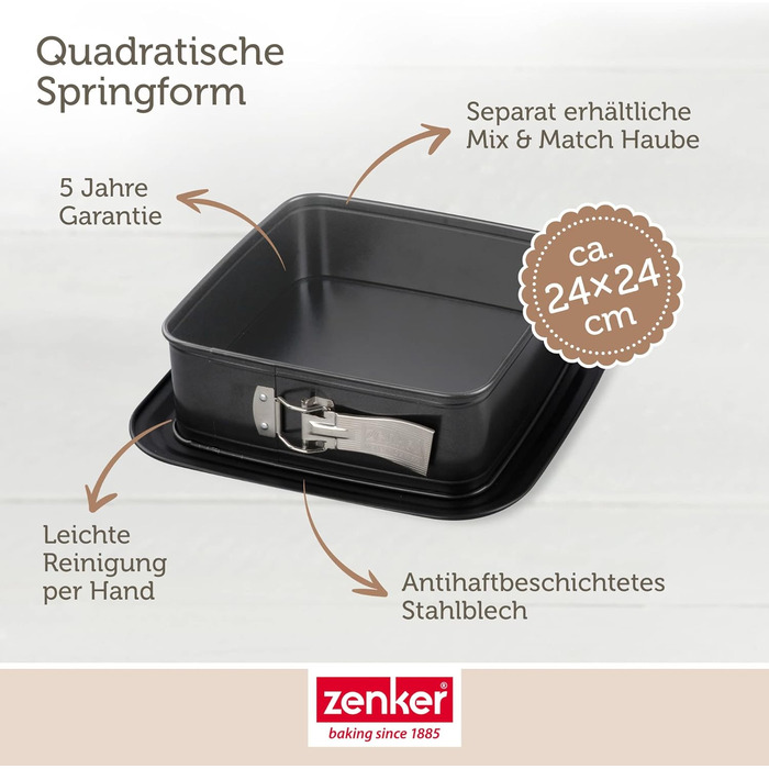 Форма для випікання з відповідною кришкою для прямого транспортування форма для торта для випікання та транспортування (квадратна пружинна форма), 24 шт., 8