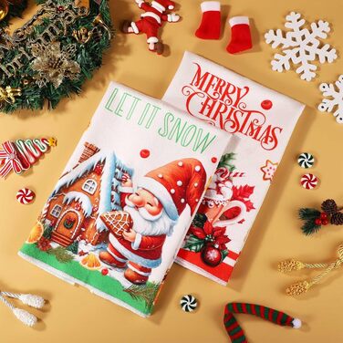 Набір з 2 різдвяних кухонних рушників  60 x 40 см, червоний та зелений Gosknor