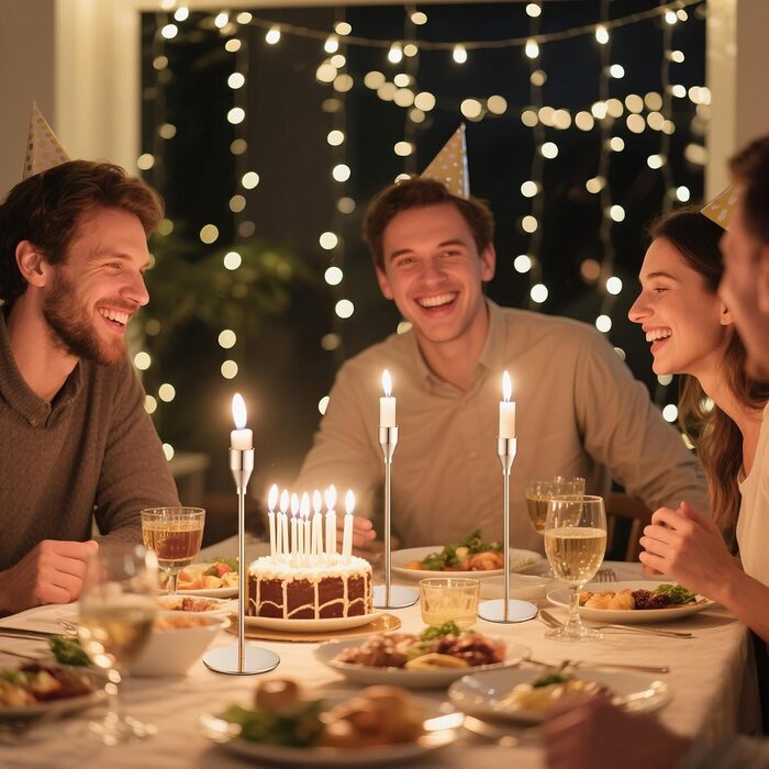 Елементний металевий свічник, 33/28/23 см, тривимірний свічник-конус, елегантний свічник-конус у ретро-стилі для весіль, вечерь при свічках, вечірок, днів народження, домашнього декору (золотистий), 6-