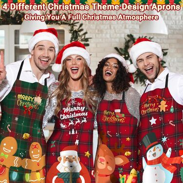 Набір з 4 різдвяних кухонних фартухів 90 x 100 см FunChaos