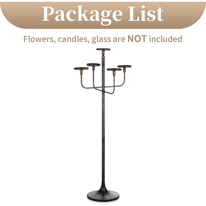 Свічник чорний, 5-рамний, висотою 122 см, чорний Sziqiqi