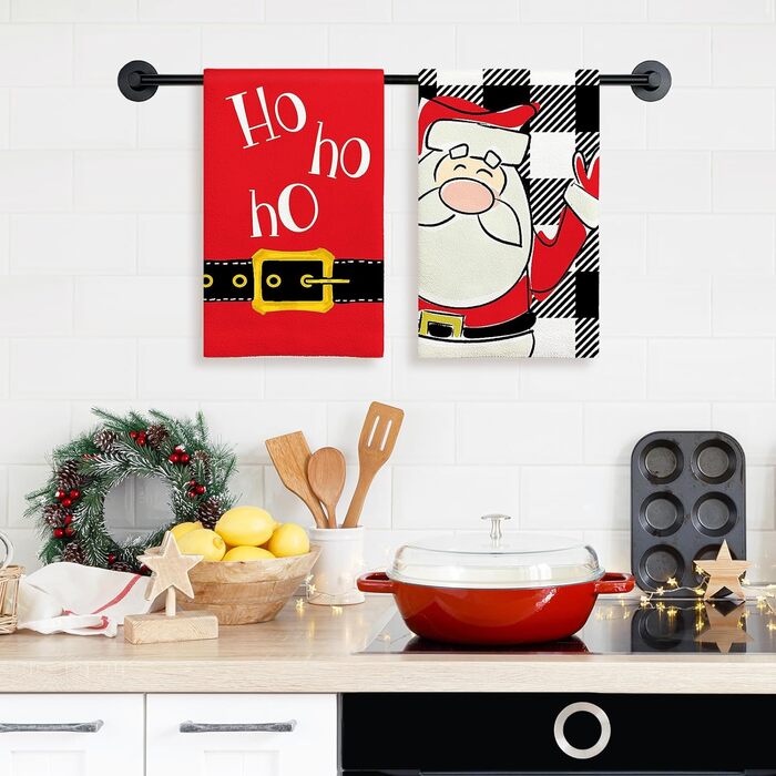 Набір з 2 різдвяних кухонних рушників 45 x 65 см, набір V Санта Клаус Ohok