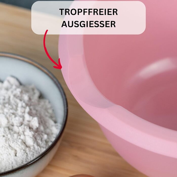 Чаша для выпечки Westmark 3,5 л - вкл. носик - двухсекционная крышка - не содержит бисфенола А, нескользящая миска для смешивания, которую можно мыть в посудомоечной машине (красный/белый) (розовый/белый, с крышкой)