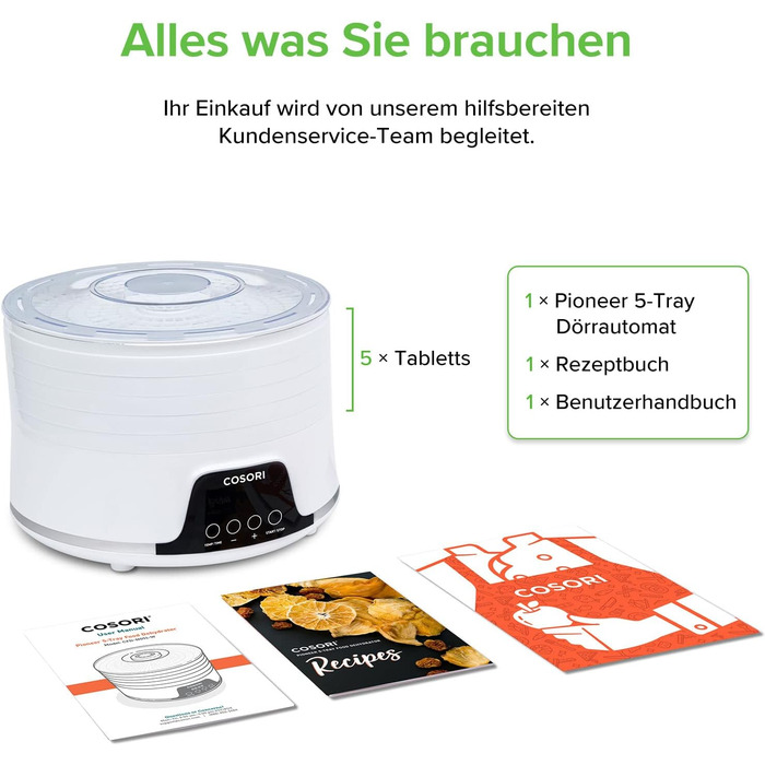 Дегідратор на 5 полиць 350 Вт, білий COSORI
