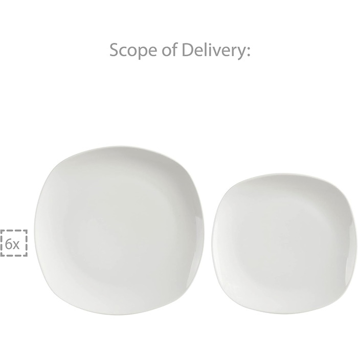 СПІВАЧКА Білий столовий сервіз Bilgola, порцеляновий набір посуду з 30 предметів на 6 персон, набір тарілок округлого дизайну, обідня тарілка (столовий сервіз 12 шт. )