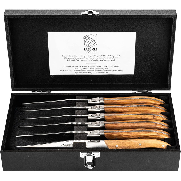 Набор из 6 ножей для стейка в деревянной коробке Luxury Line Laguiole Style de Vie