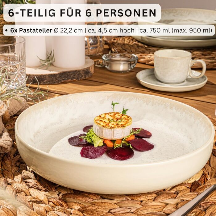 Набір з 6 тарілками для пасти 22 см Sänger