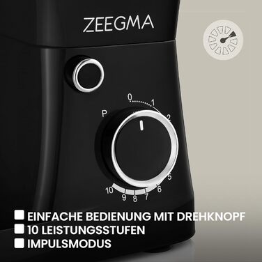 Кухонний комбайн-міксер 1500 Вт 5,2 л чорний Planeet Easy Zeegma