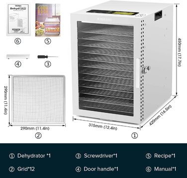 Дегідратор на 12 полиць, 800 Вт Kwasyo
