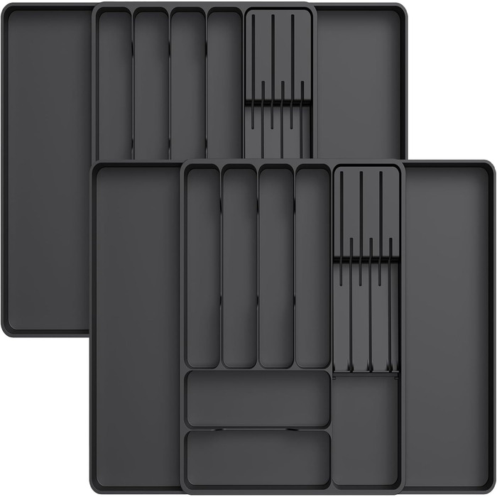 Органайзер для столових приладів 60 х 40 х 4,6 см 2 шт чорний Lifewit