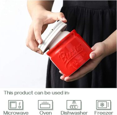 Порцеляновий горщик для масла з кришкою, червоний DOWAN