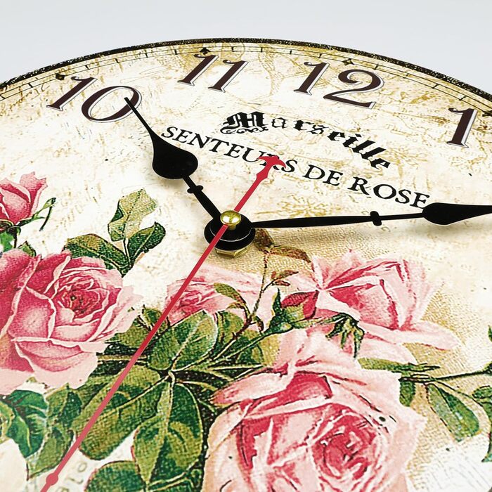 Безшумний настінний годинник Фіолетовий вінтажний, ретро дерев&39яний настінний годинник у стилі шеббі-шик Прикраса без цокання для вітальні, спальні, кухні, офісу 30 см (рожевий)