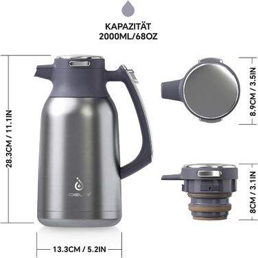 Термос-кавник 2 л, сріблястий Ideus