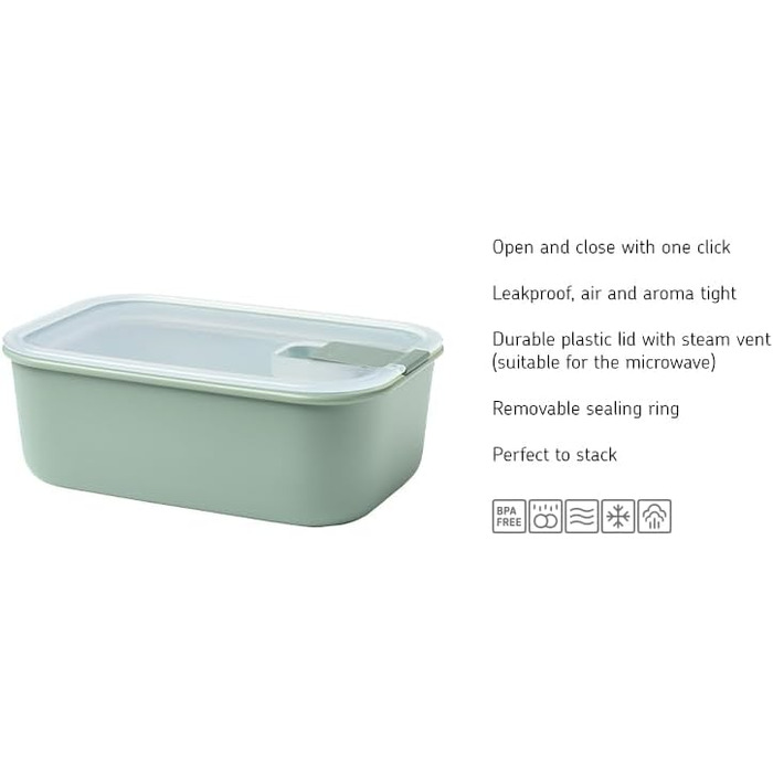 Набір банок для зберігання продуктів 3 шт. и EasyClip Миска з кришкою та закриттям Підходить для мікрохвильової печі, пароварки, холодильника та морозильної камери 2 x 450 мл 1000 мл (Nordic Black)