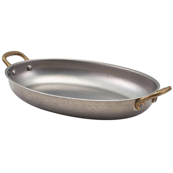Сковорода для подачи 24.5*17.5 см, 1000 мл, овальная, металлическая, Vintage Steel, GenWare