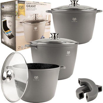 Набір посуду для індукційної плити KARL HAUSMANN, 2 предмети - 610 л - Набір посуду з покриттям - Каструлі з литого алюмінію з кришками - Каструлі з антипригарним покриттям для всіх плит, включаючи індукційні - Набір посуду - Каструля для тушкування (6 10