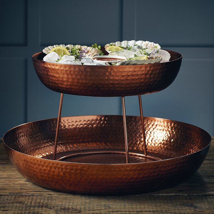 Блюдо глибоке 44 см, рельєфне, мідне покриття, алюмінієве GenWare