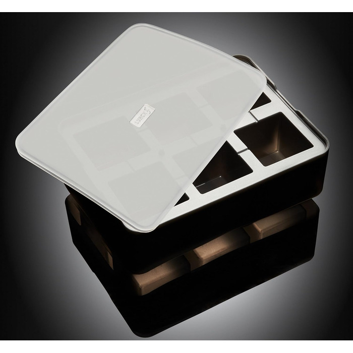 Силіконовий льодогенератор Lurch ICE FORMER преміум-класу з кришкою на 20 кубиків льоду розміром 3 см, чорний, кубик 3 см (куб 5 см)