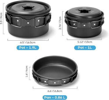 Набір посуду для кемпінгу з газовою плитою, 16 предметів Odoland