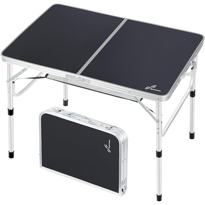 Складаний кемпінговий стіл з 2 рівнями висоти 90 х 60 см чорний Sportneer