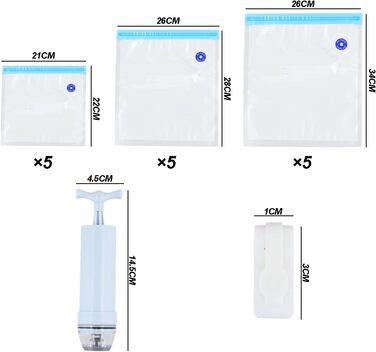 Вакуумні пакети 15 пакетів 21 х 22/26 х 28/ 26 х 34 см YILANJIN