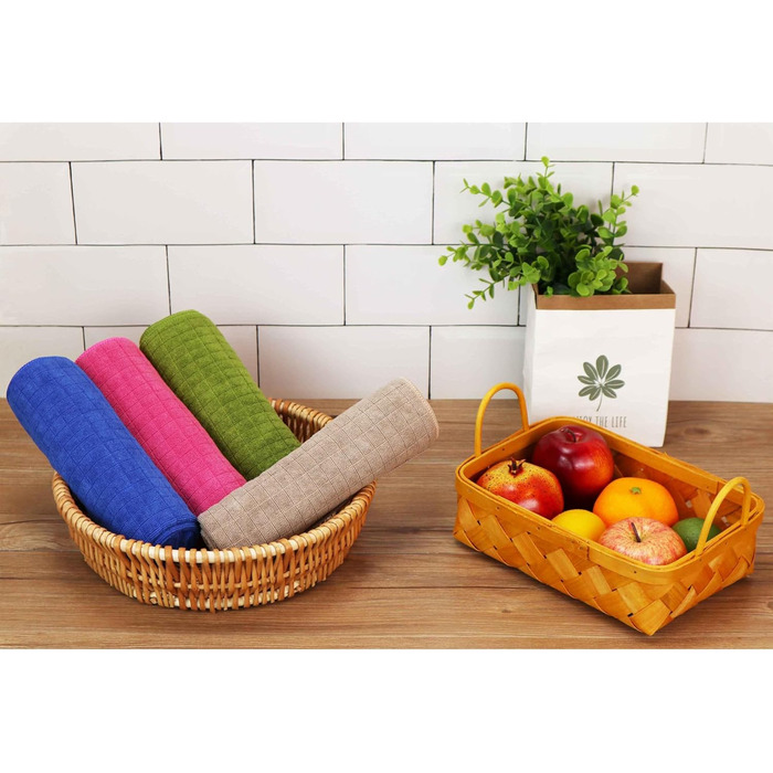 Набір з 8 кухонних рушників з мікрофібри, мяких, суперабсорбуючих і безворсових кухонних рушників, 45 x 65 см (рожевий)