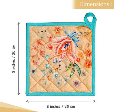 Рукавички для духовки Maison d&39 Hermine, підставки для каструль, 100 бавовна, термостійкі кухонні рукавички, рукавички для духовки (19 см x 33 см) та підставки для каструль (20 см x 20 см) для приготування їжі, Morzine - рукавички для духовки (19 x 33 с