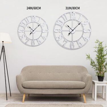 Большие круглые металлические бесшумные настенные часы в винтажном стиле 80 см HAITANG