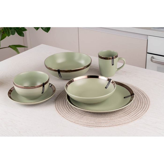 Тарілка десертна Ardesto Liguria Green bay, 19см, кераміка, зелений